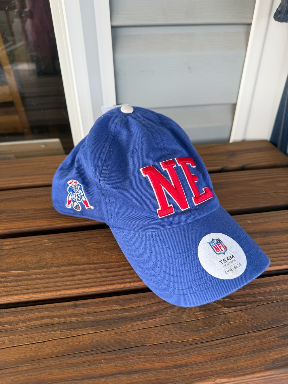 NFL Royal Blue Cap with Red 'NE' Embroidery